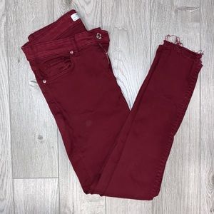 Zara Deep Red Jeans Size 4